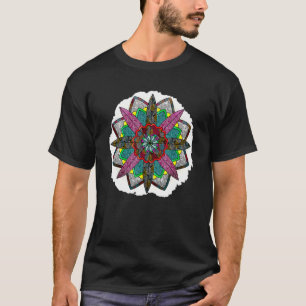 Colourful Flower Leaves Mandala Geometry Gaia Yoga T-Shirt