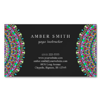 Colourful Flower Mandala Magnetic Business Card
