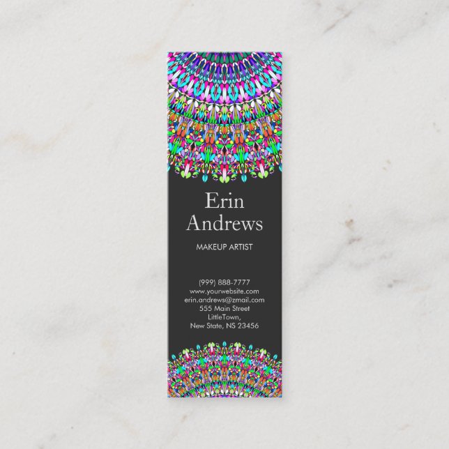 Colourful Flower Mandala Mini Business Card (Front)