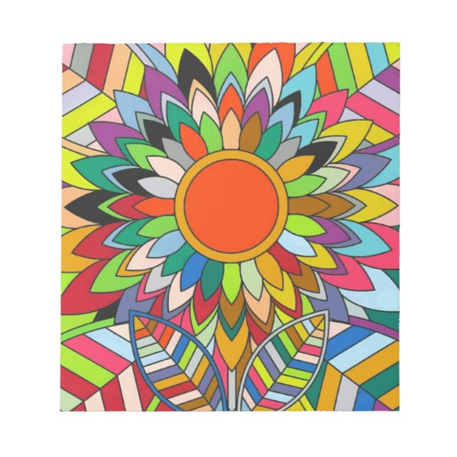 colourful flower mandala yaei design notepad (Front)