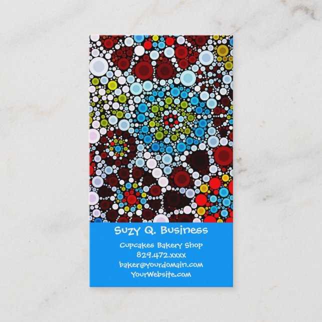 Colourful Flower Mosaic Circles Bubbles Design Business Card (Front)