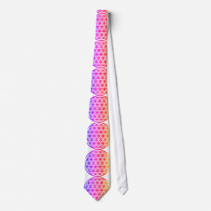 Colourful flower of life pattern sacred geomtry tie