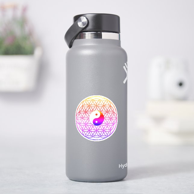 Colourful Flower of life, scared geometry, yin Yan (HydroFlask)