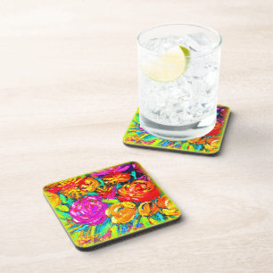 Colourful Flower Oil Painting. Buy Now Coaster