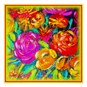 Colourful Flower Oil Painting. Buy Now Poster