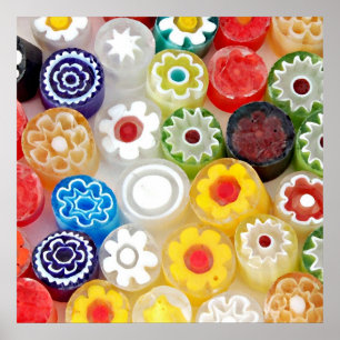 Colourful Flower Party. Large Art Print on Canvas