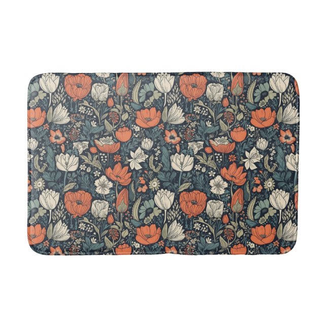 Colourful Flower Pattern Bath Mat (Front)