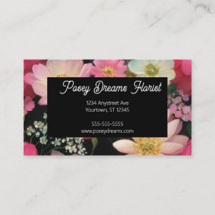 Colourful Flower Pattern Florist Floral Designer Business Card