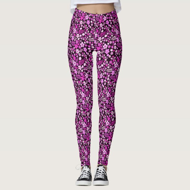 Colourful flower pattern leggings (Front)