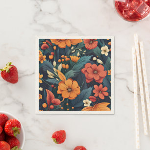 Colourful Flower Pattern Napkin