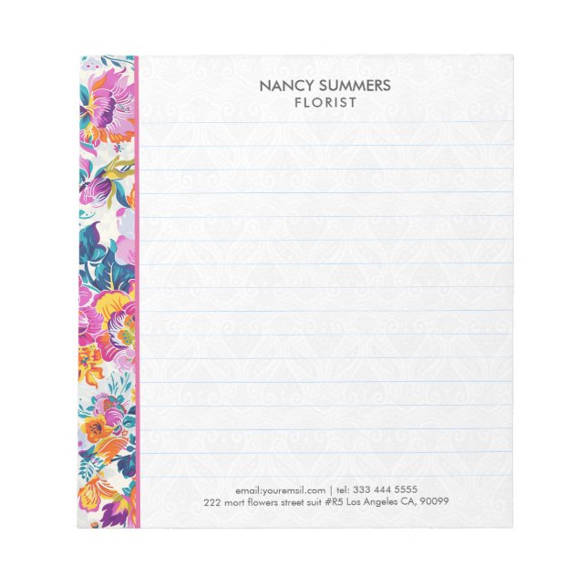 Colourful Flower Pattern Notepad (Front)