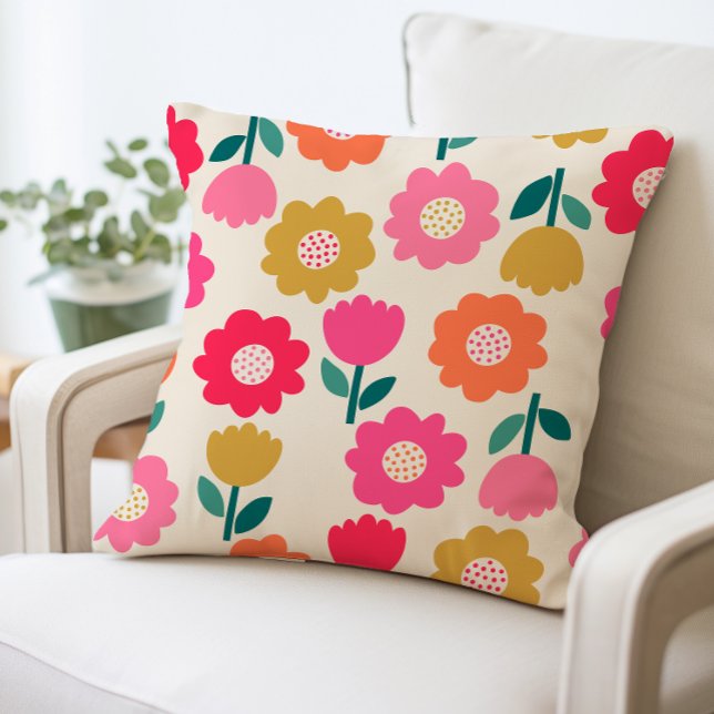 Colourful Flower Pattern Pillow, Decorative Floral Cushion (Creator Uploaded)