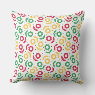 Colourful Flower Pattern Retro Floral Spring Cushion