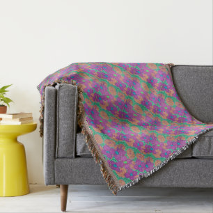 Colourful Flower Pattern Tropical Art Throw Blanket