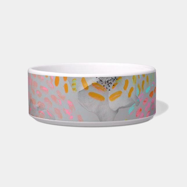 Colourful flower pattern with dotted graphic lines bowl (Front)