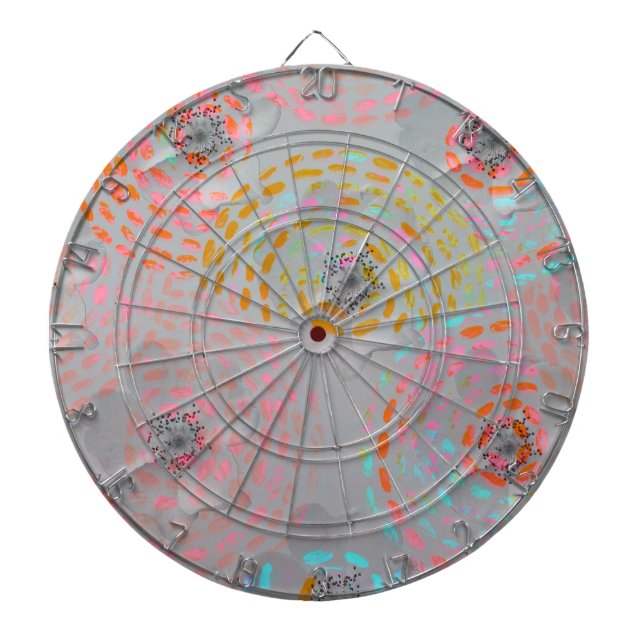 Colourful flower pattern with dotted graphic lines dartboard (Front)