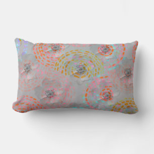 Colourful flower pattern with dotted graphic lines lumbar cushion