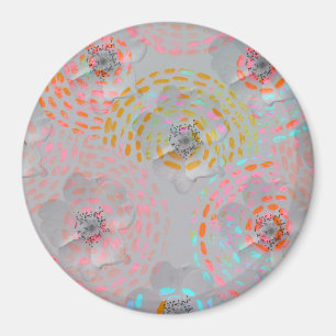 Colourful flower pattern with dotted graphic lines magnet