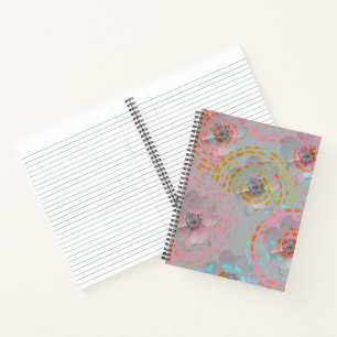 Colourful flower pattern with dotted graphic lines notebook