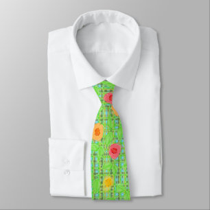 Colourful flower patterned tie
