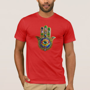 Colourful Flower Petals Turquoise Third Eye Hamsa T-Shirt