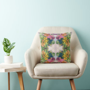 Colourful Flower Petals Watercolor Pattern Paintin Cushion