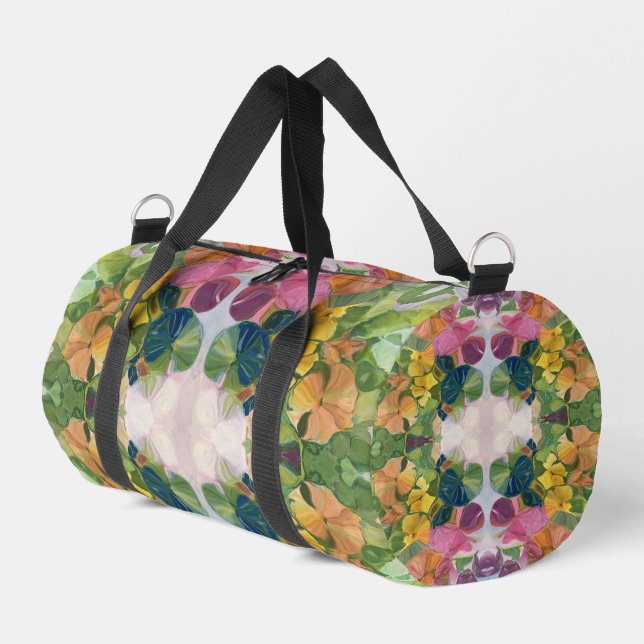 Colourful Flower Petals Watercolor Pattern Paintin Duffle Bag (Left Corner)