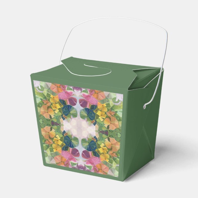 Colourful Flower Petals Watercolor Pattern Paintin Favour Box (Front Side)