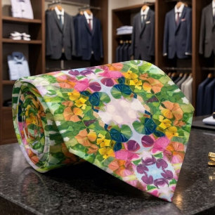 Colourful Flower Petals Watercolor Pattern Paintin Tie