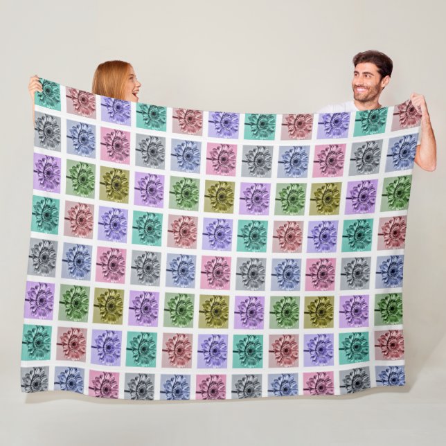 Colourful Flower Pop Art Pattern Fleece Blanket (In Situ)