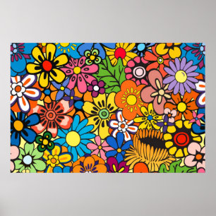 Colourful flower power poster