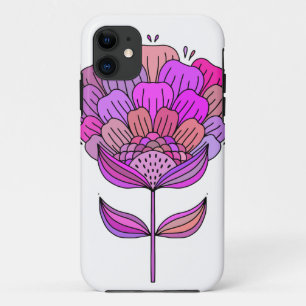 Colourful flower retro groovy pink mauve wavy Case-Mate iPhone case