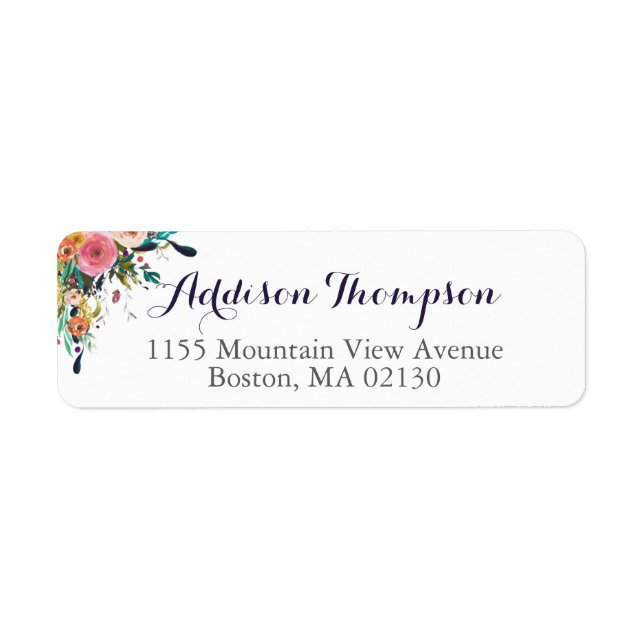 Colourful Flower Return Address Labels Stickers (Front)