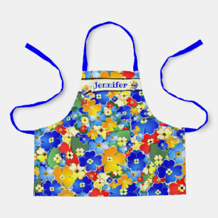 Colourful Flower Shower personalised custom text Apron