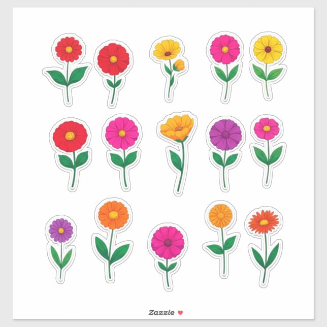 Colourful Flower Sticker Set (Sheet)