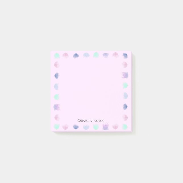 Colourful Flower watercolor Personalised name Post-it Notes (Front)