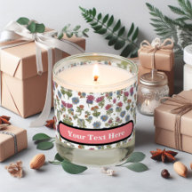Colourful Flower White Background Scented Candle