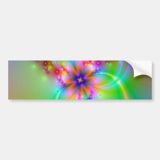 Colourful Flower With Ribbons Bumper Sticker (Front)