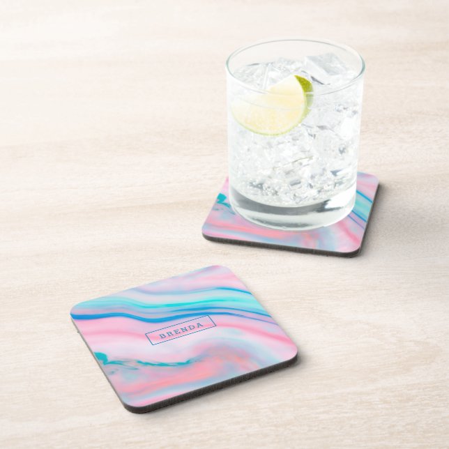 Colourful flowering chloral agate marble coaster (Right Side)