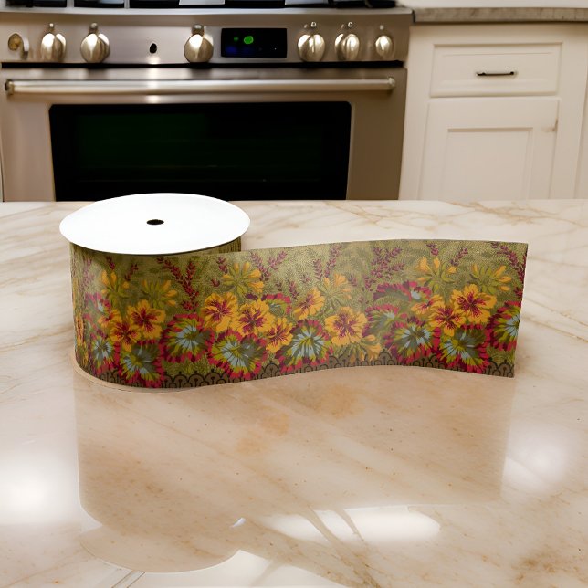 Colourful Flowering Nasturtiums Berries Cake Box Satin Ribbon (Colorful Flowering Nasturtiums Berries Cake Box Satin Ribbon Kitchen Counter Top)