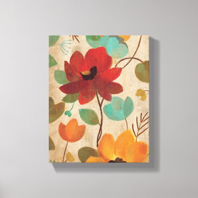 Colourful Flowers and Buds Canvas Print (Front)