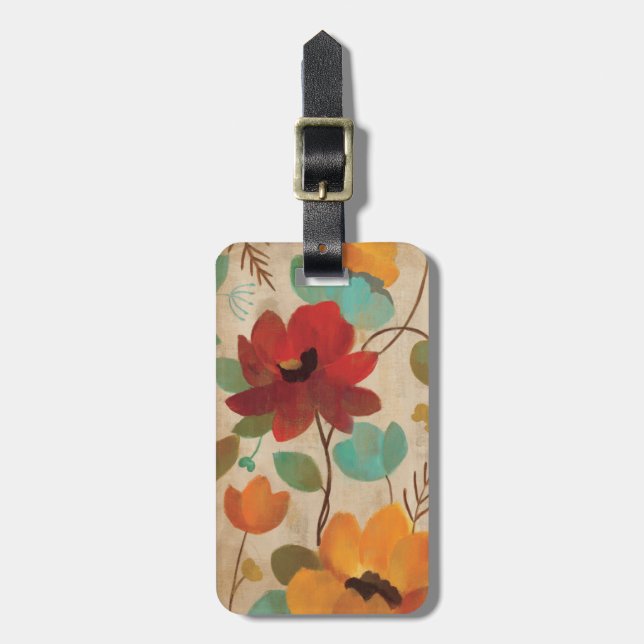 Colourful Flowers and Buds Luggage Tag (Front Vertical)