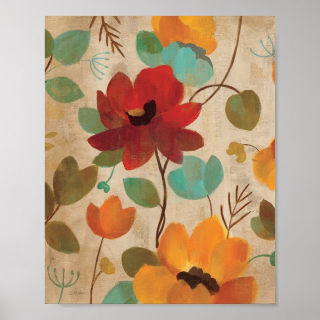 Colourful Flowers and Buds Poster (Front)
