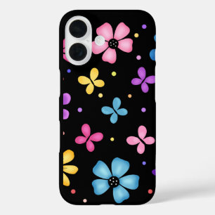 Colourful Flowers and Butterflies iPhone 16 Case
