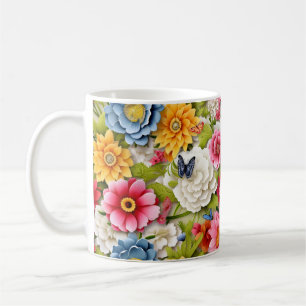 Colourful Flowers and Butterflies Coffee Mug