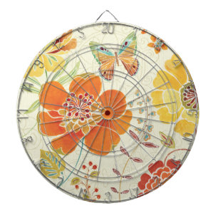 Colourful Flowers and Butterflies Dartboard