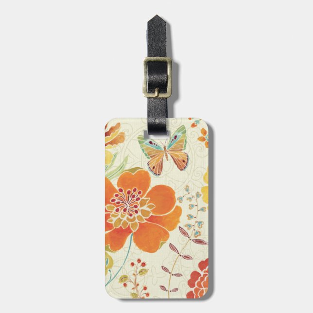 Colourful Flowers and Butterflies Luggage Tag (Front Vertical)