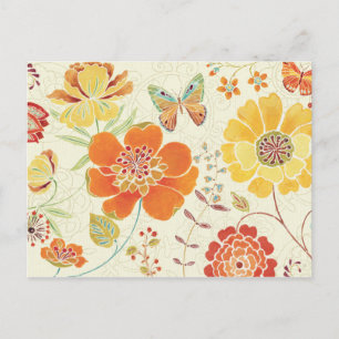 Colourful Flowers and Butterflies Postcard
