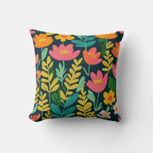 Colourful flowers and leaves cushion