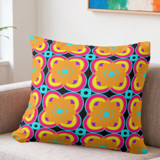 Colourful Flowers And Shapes Cushion